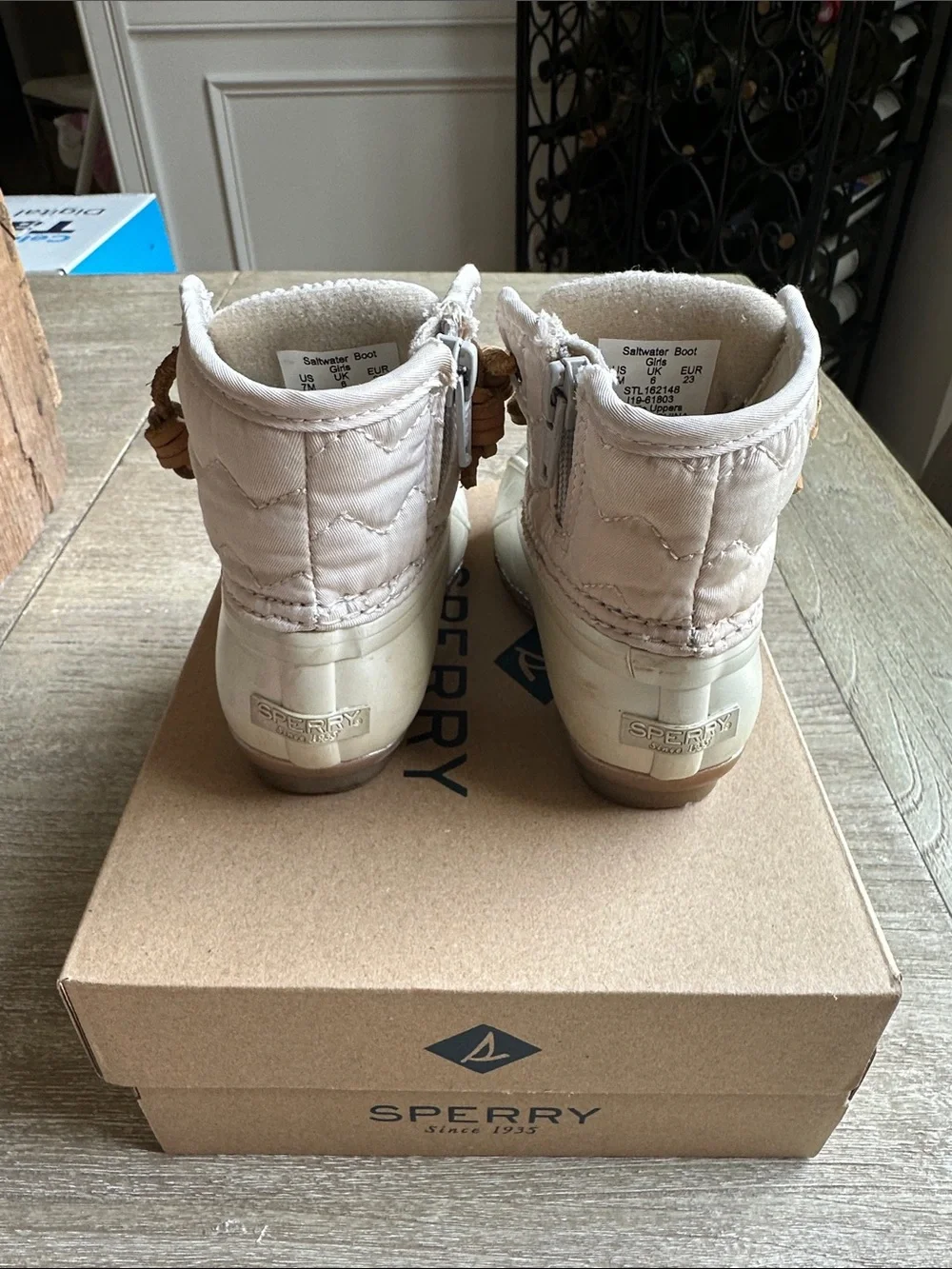 Sperry Kids Ivory & Tan Rain Duck Boots